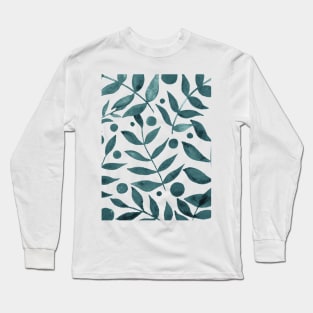 Watercolor branches and berries - grey Long Sleeve T-Shirt